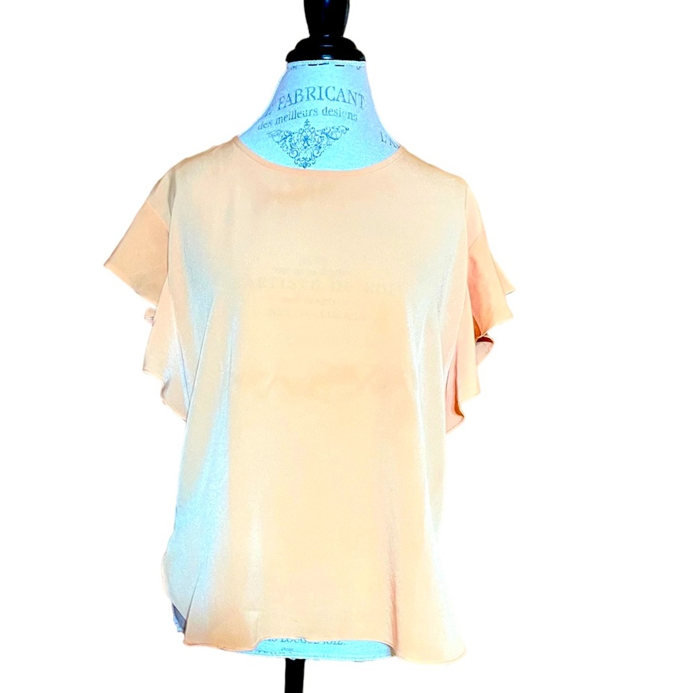 Lipslide Orange Peach Ruffle Short Sleeve Blouse Sz XL